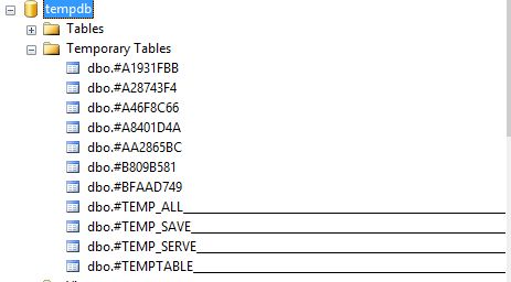 tempdb table